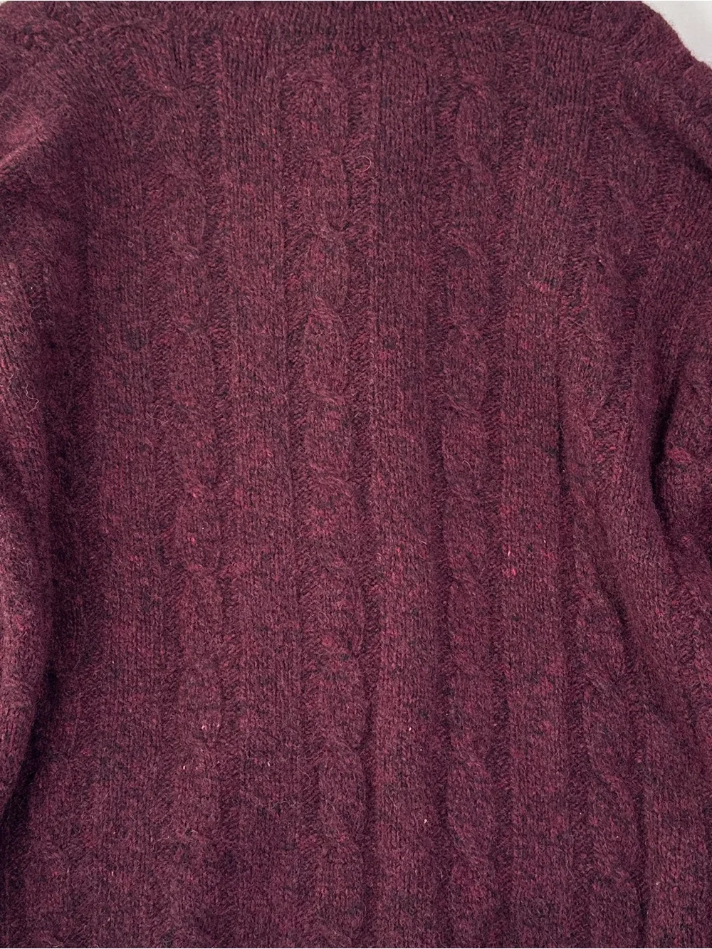 Eddie Bauer Vintage Shawl Collar Cable Knit Wool Cardigan Burgundy XL